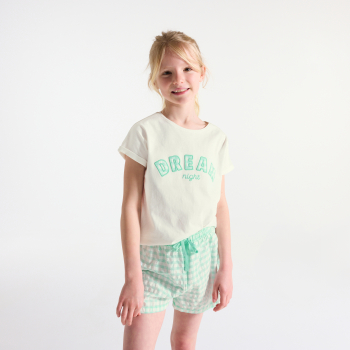 بيجاما-بشورت باللون الأخضر الباستيل قطعتين للفتيات